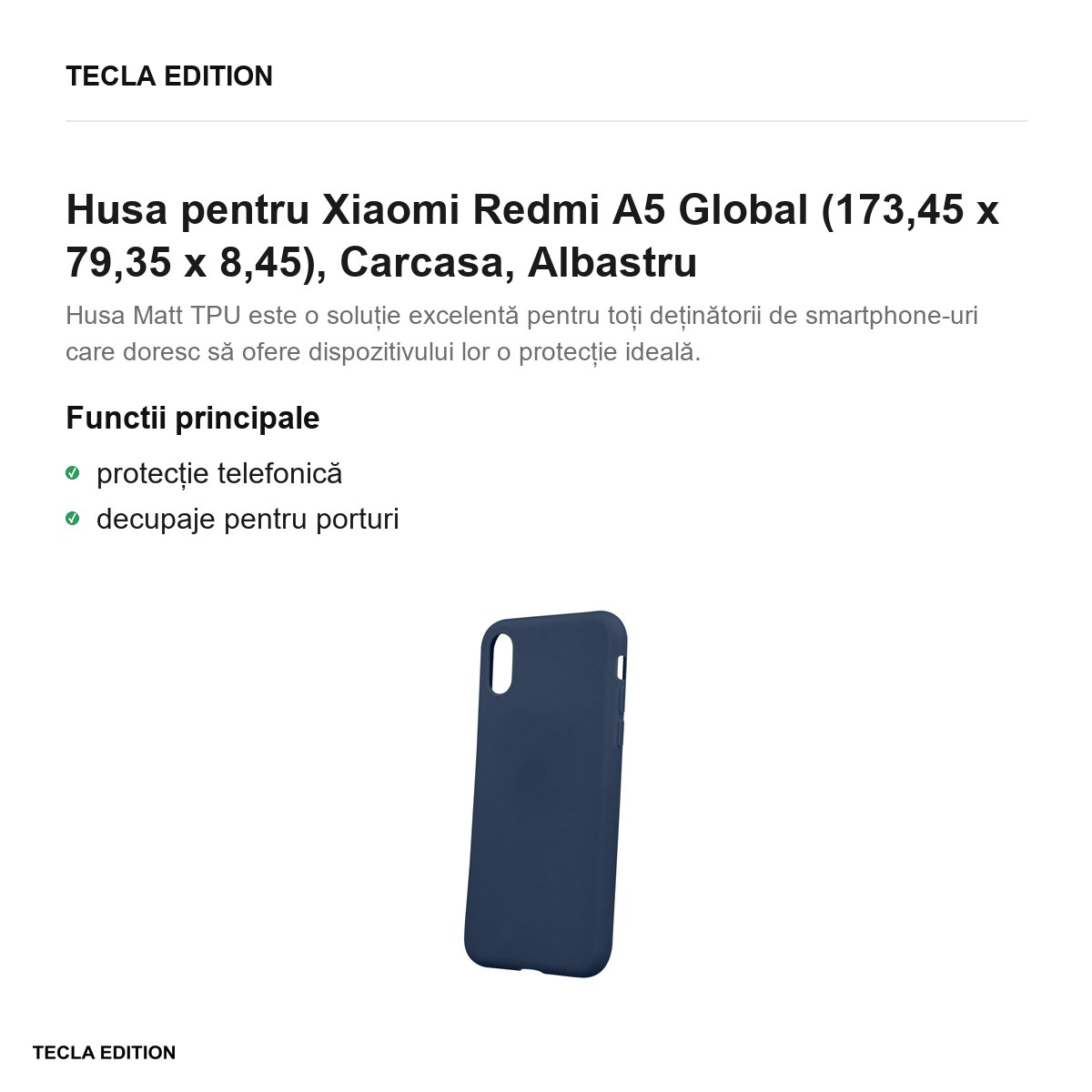Husa Matt TPU pentru Xiaomi Redmi A5 Global, Carcasa, Albastru [2]