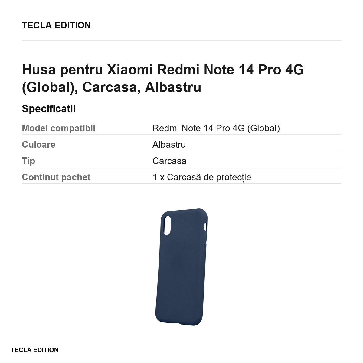 Husa Matt TPU pentru Xiaomi Redmi Note 14 Pro 4G (Global), Carcasa, Albastru [3]