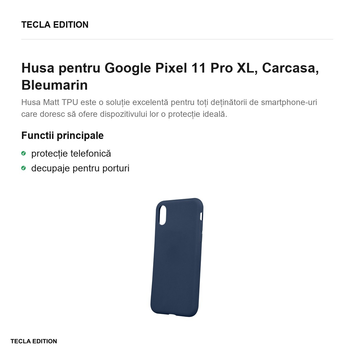 Husa Matt TPU XL pentru Google Pixel 11 Pro XL, Carcasa, Bleumarin [2]