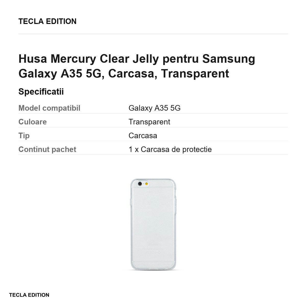 Husa Mercury Clear Jelly pentru Samsung Galaxy A35 5G, Carcasa, Transparent [3]