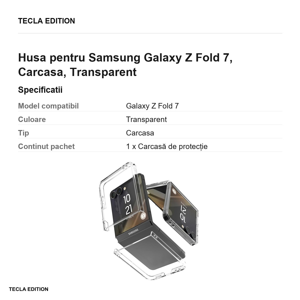 Husa Mercury Hard pentru Samsung Galaxy Z Flip 7, Carcasa, Transparent [3]