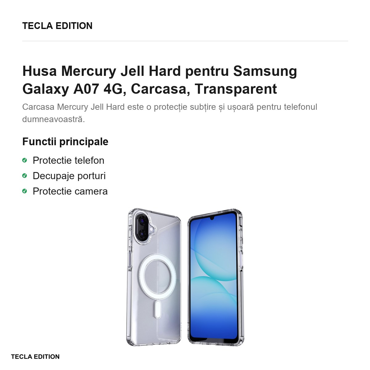 Husa Mercury Jell Hard pentru Samsung Galaxy A07 4G, Carcasa, Transparent [2]