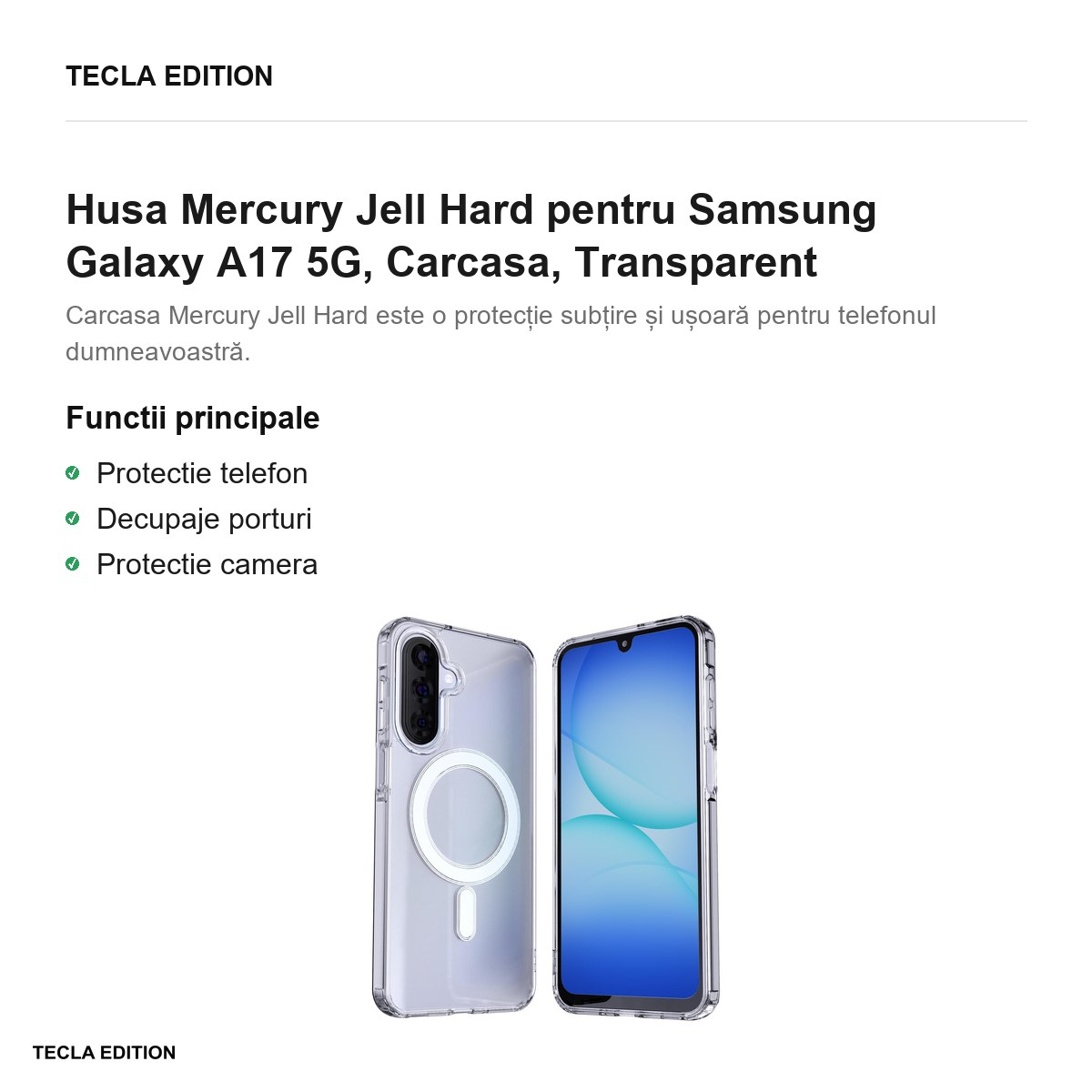 Husa Mercury Jell Hard pentru Samsung Galaxy A17 5G, Carcasa, Transparent [2]