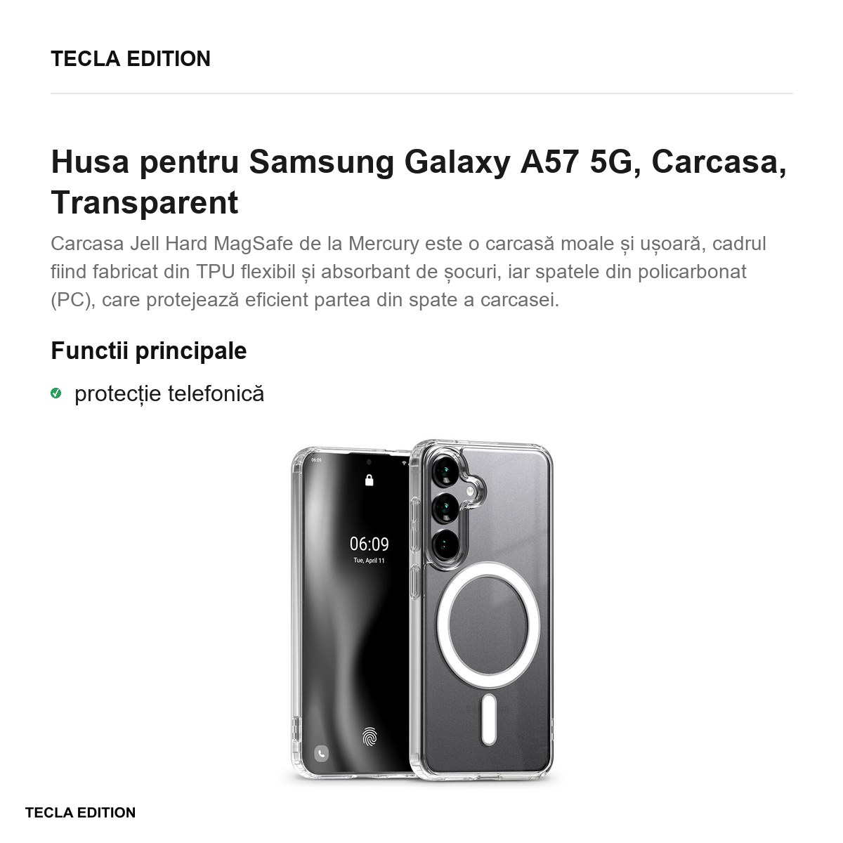Husa Mercury Jell Hard pentru Samsung Galaxy A57 5G, Carcasa, Transparent [2]