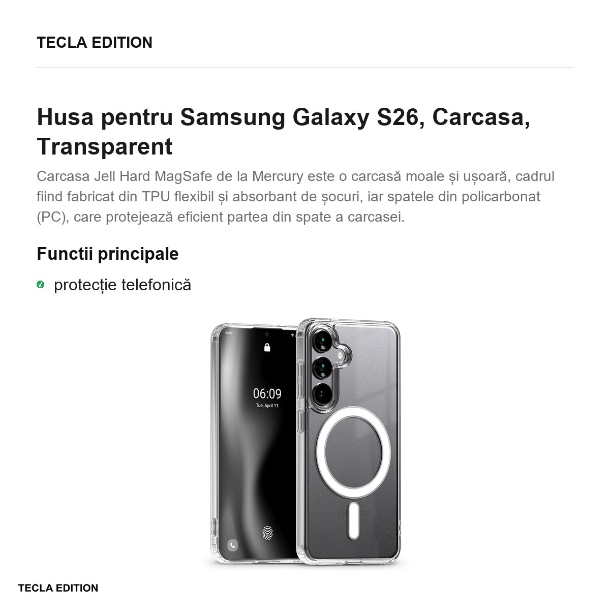 Husa Mercury Jell Hard pentru Samsung Galaxy S26, Carcasa, Transparent [2]