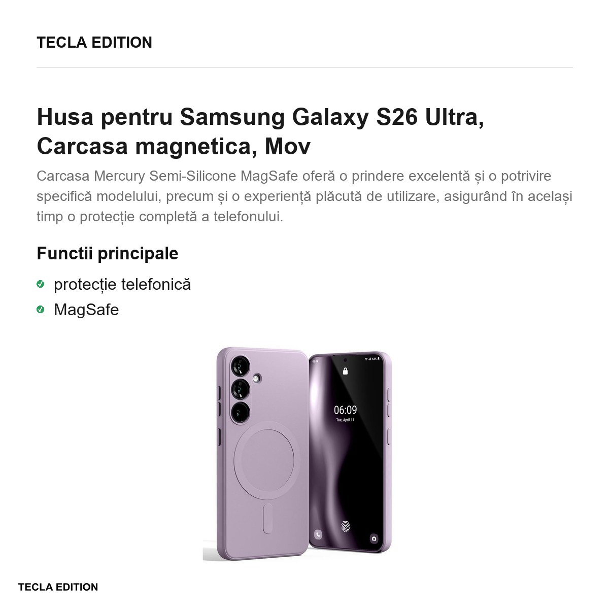 Husa Mercury Semi-Silicon Lilac pentru Samsung Galaxy S26 Ultra, Carcasa magnetica, Mov [2]