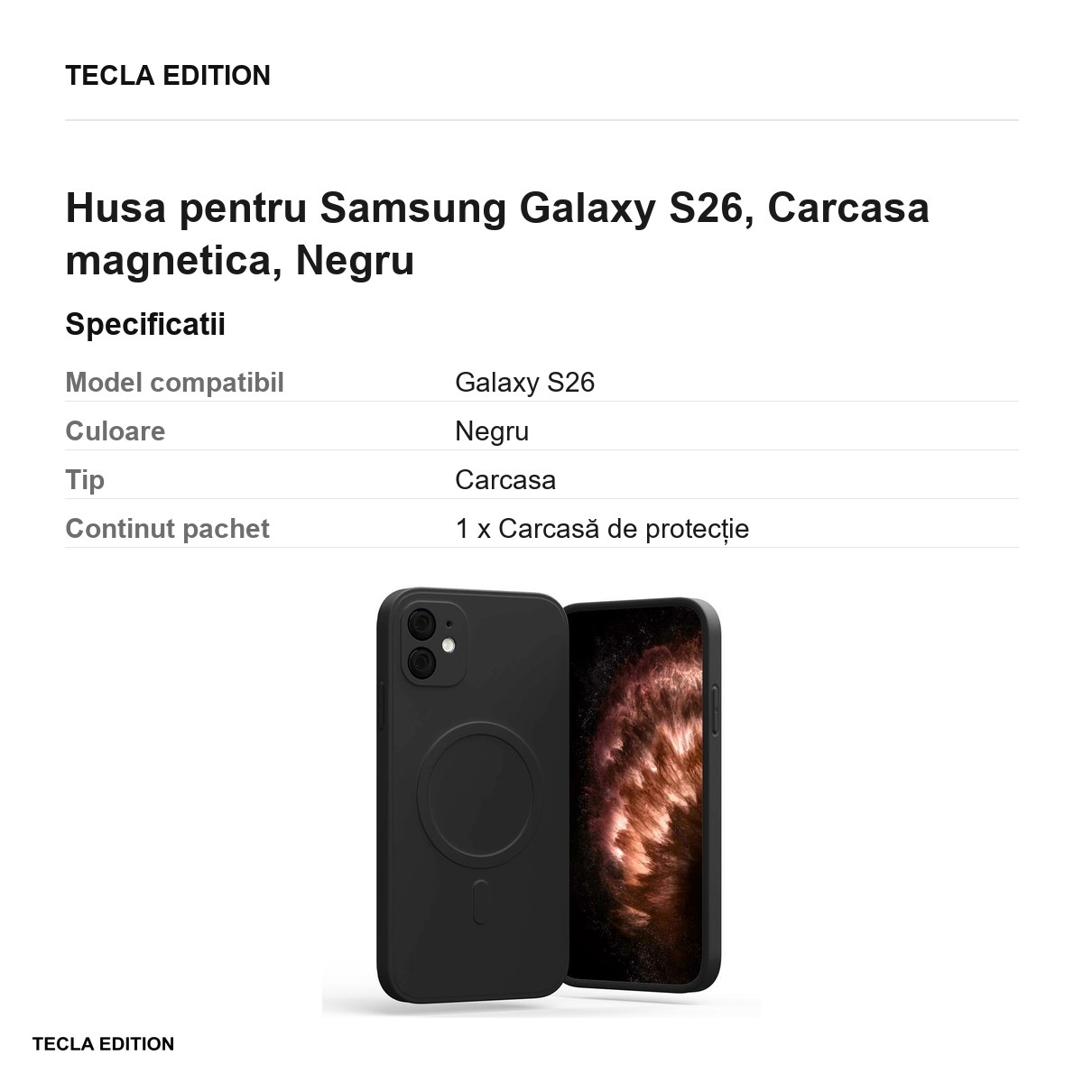 Husa Mercury Semi-Silicon pentru Samsung Galaxy S26, Carcasa magnetica, Negru [3]