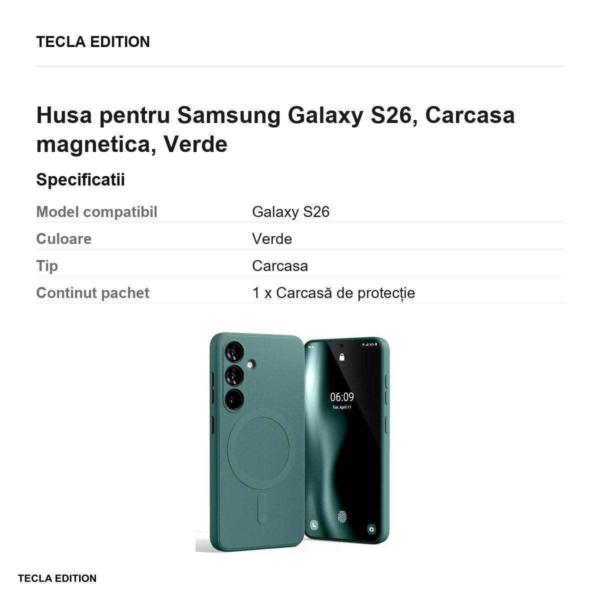 Husa Mercury Semi-Silicon pentru Samsung Galaxy S26, Carcasa magnetica, Verde [3]