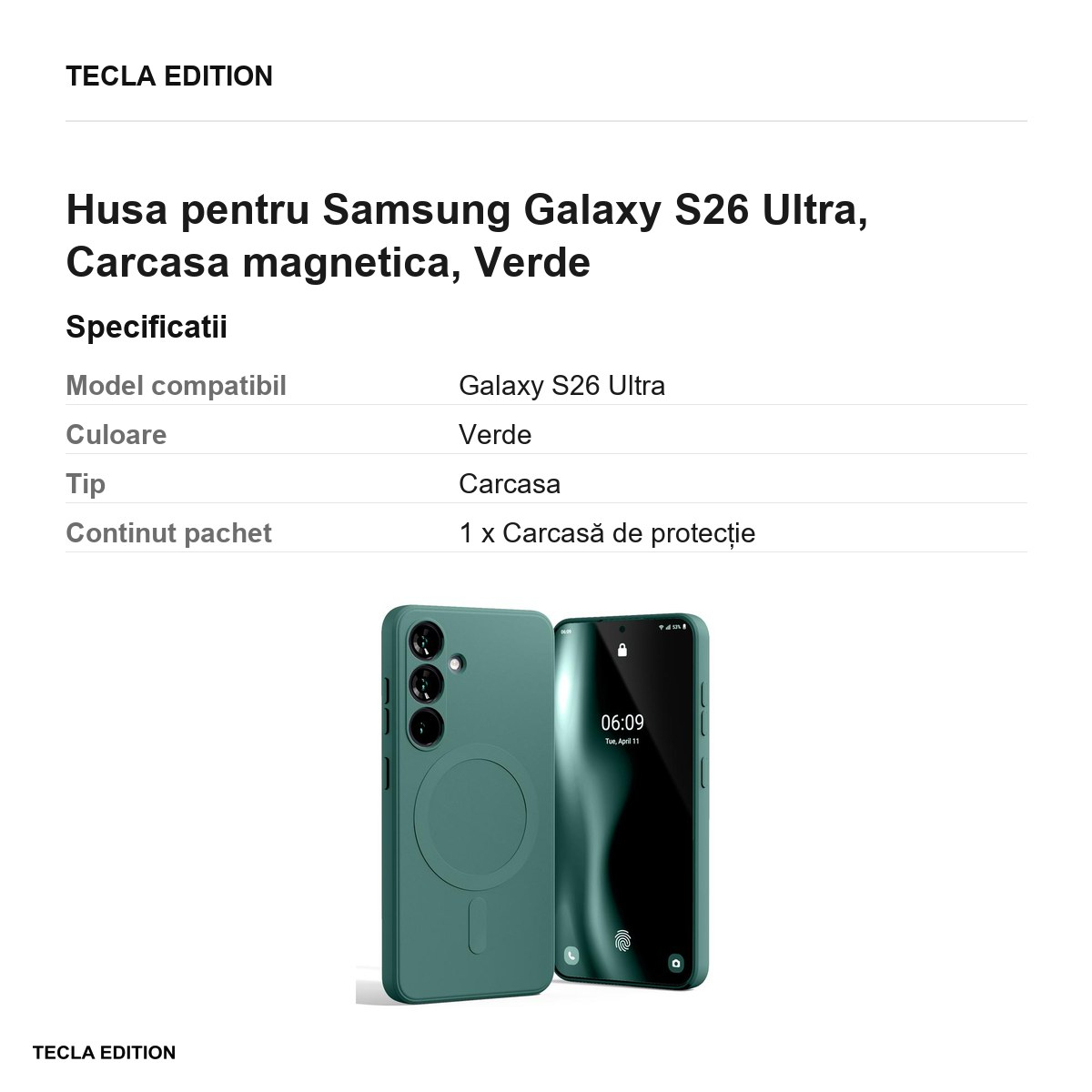 Husa Mercury Semi-Silicon pentru Samsung Galaxy S26 Ultra, Carcasa magnetica, Verde [3]