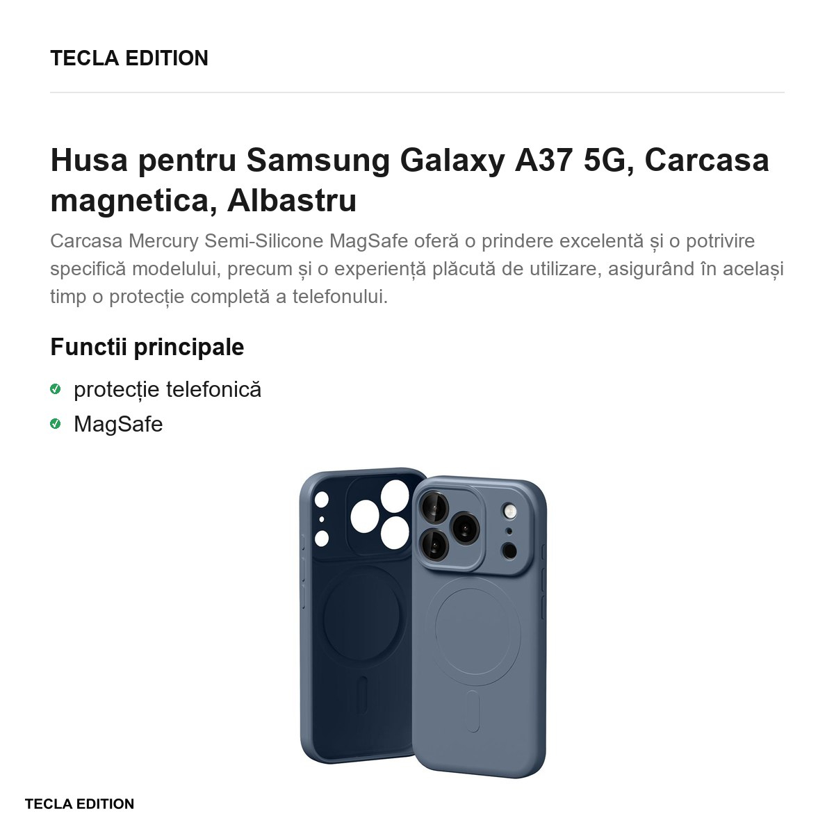 Husa Mercury Semi-Silicon Sierra pentru Samsung Galaxy A37 5G, Carcasa magnetica, Albastru [2]