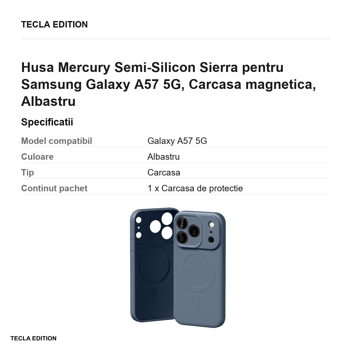 Husa Mercury Semi-Silicon Sierra pentru Samsung Galaxy A57 5G, Carcasa magnetica, Albastru [3]