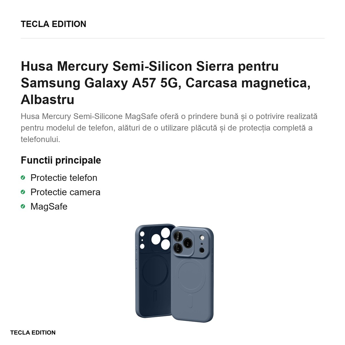 Husa Mercury Semi-Silicon Sierra pentru Samsung Galaxy A57 5G, Carcasa magnetica, Albastru [2]