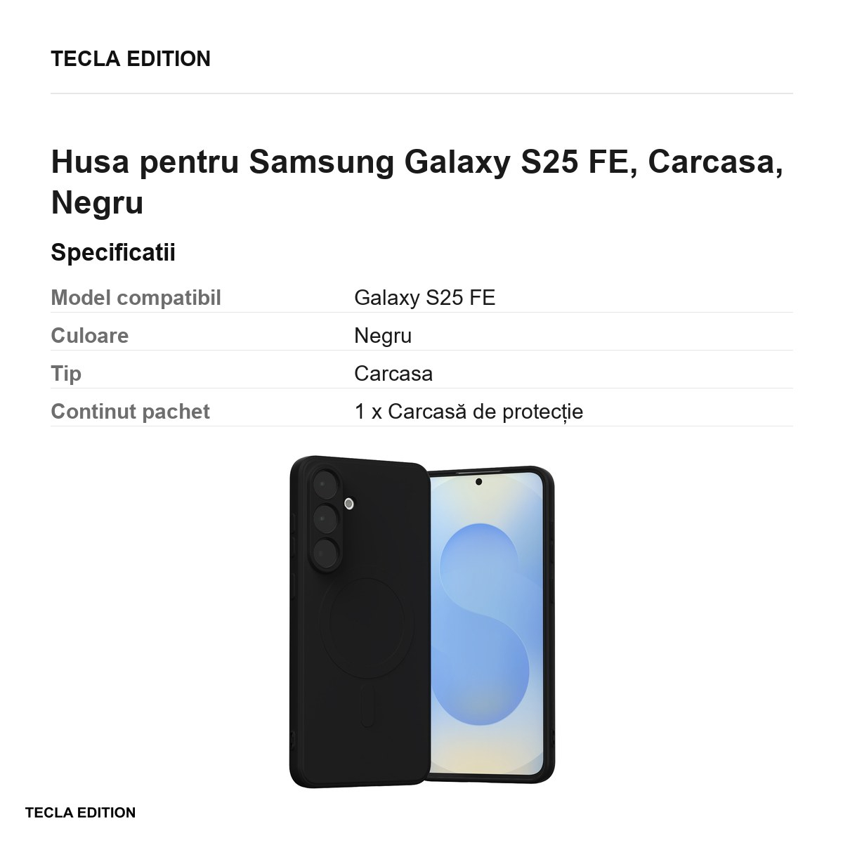 Husa Mercury Semi-silicone pentru Samsung Galaxy S25 FE, Carcasa, Negru [3]