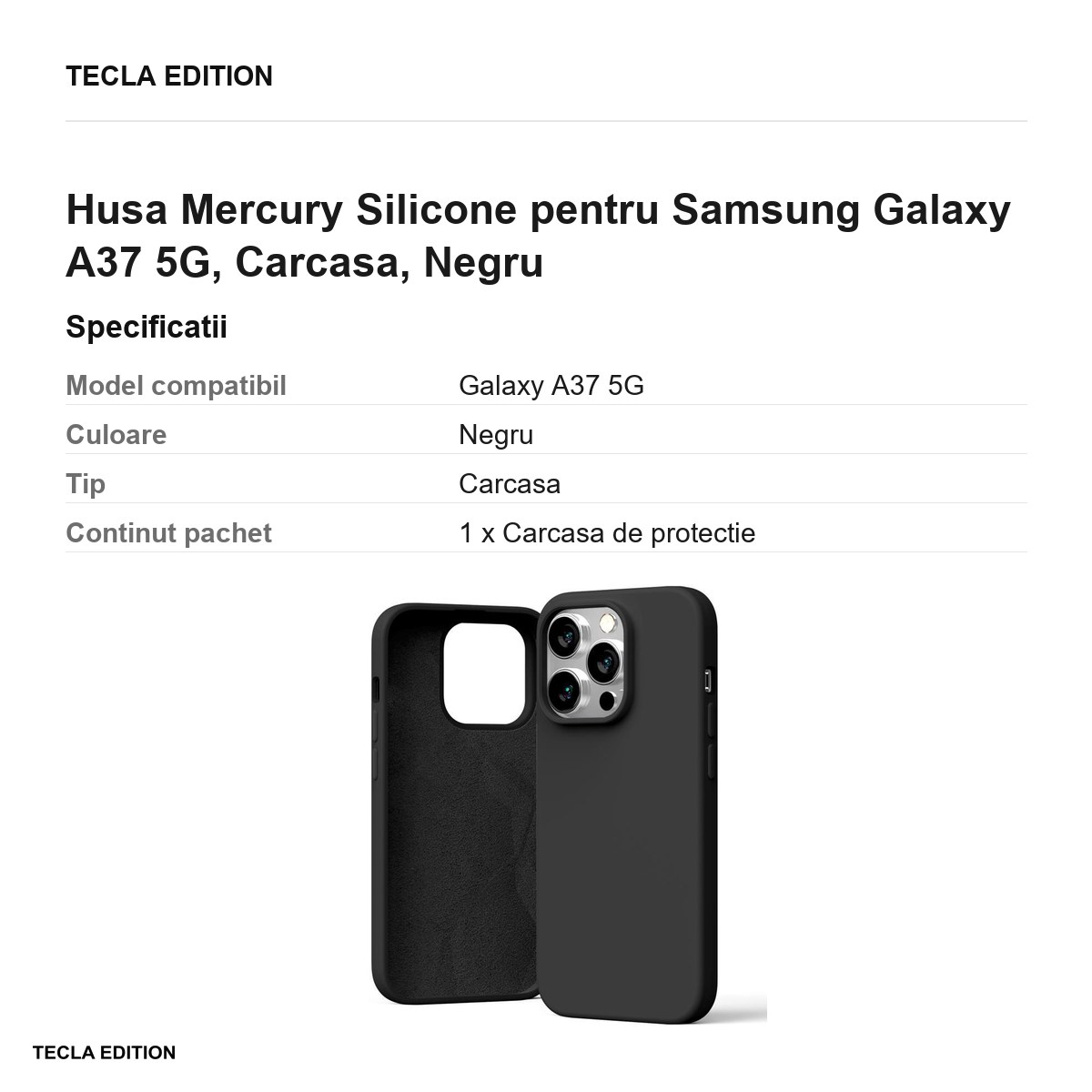 Husa Mercury Silicone pentru Samsung Galaxy A37 5G, Carcasa, Negru [3]