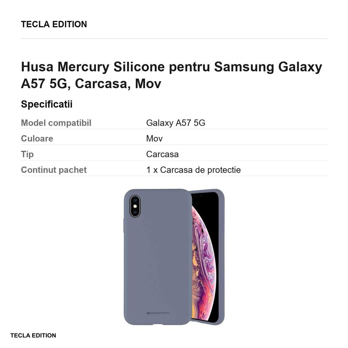 Husa Mercury Silicone pentru Samsung Galaxy A57 5G, Carcasa, Mov [3]