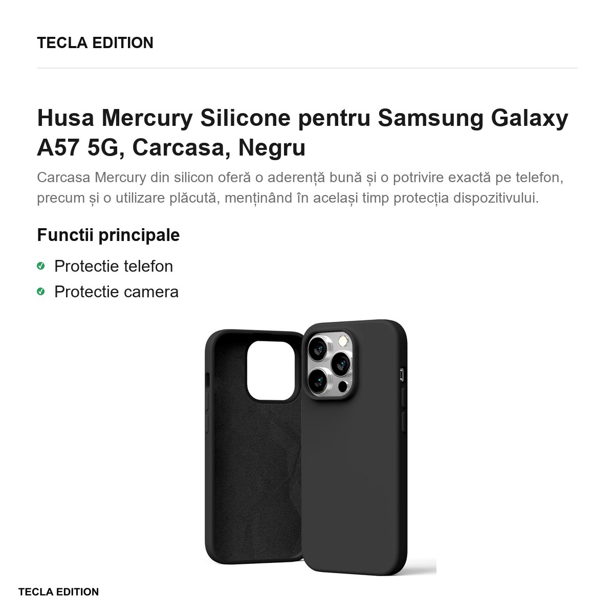 Husa Mercury Silicone pentru Samsung Galaxy A57 5G, Carcasa, Negru [2]
