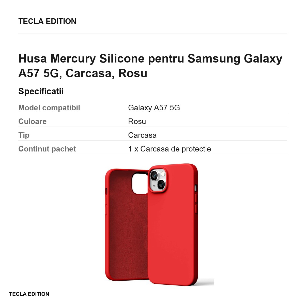 Husa Mercury Silicone pentru Samsung Galaxy A57 5G, Carcasa, Rosu [3]