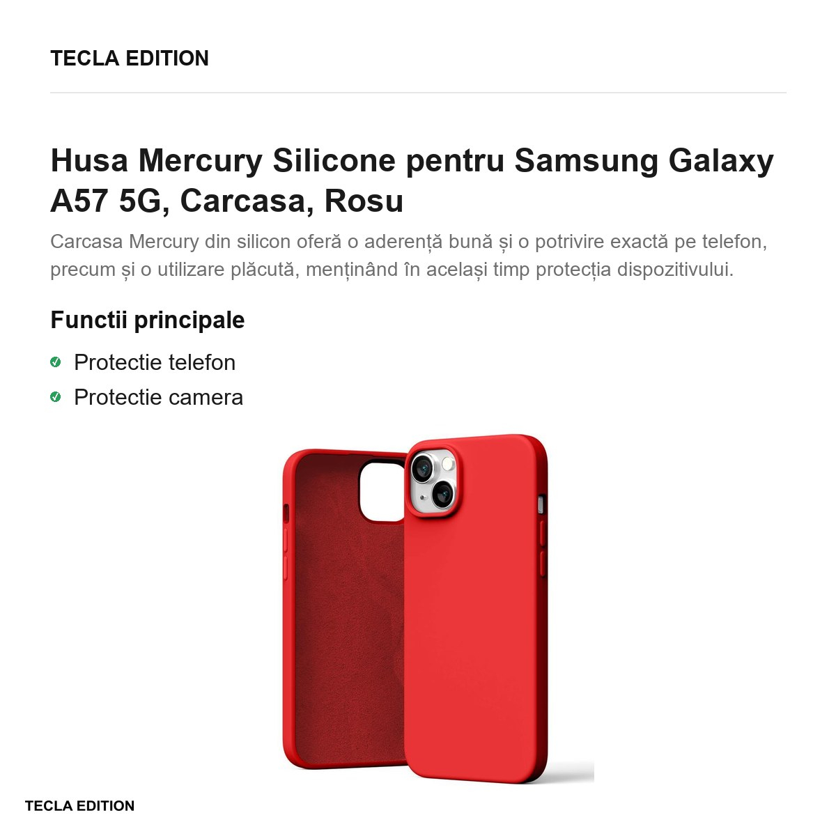 Husa Mercury Silicone pentru Samsung Galaxy A57 5G, Carcasa, Rosu [2]