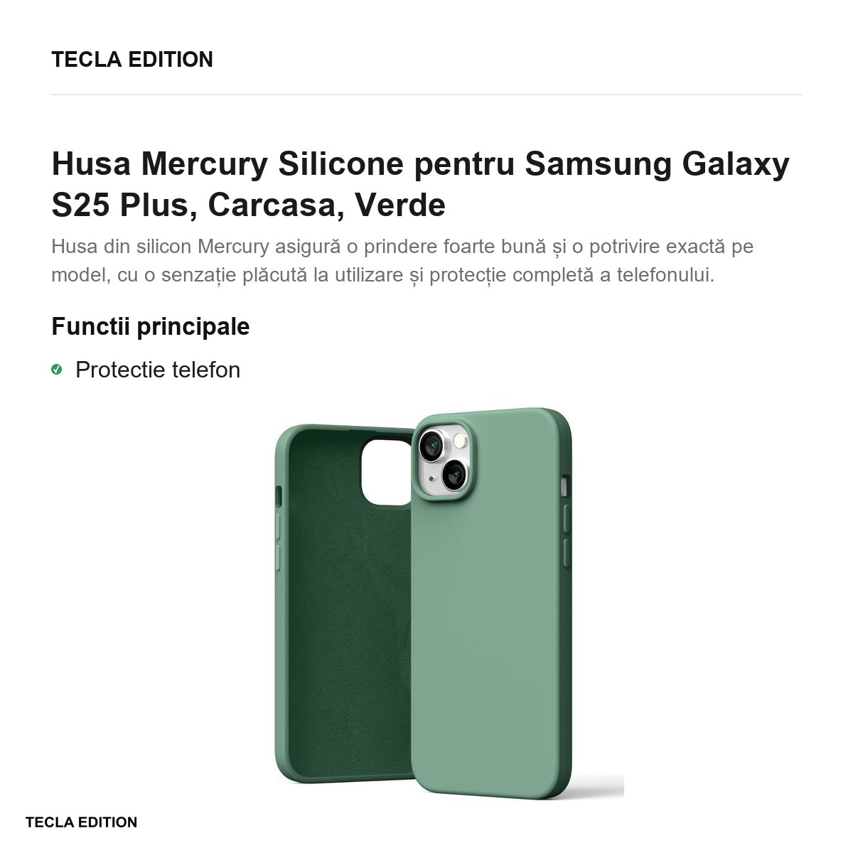 Husa Mercury Silicone pentru Samsung Galaxy S25 Plus, Carcasa, Verde [2]