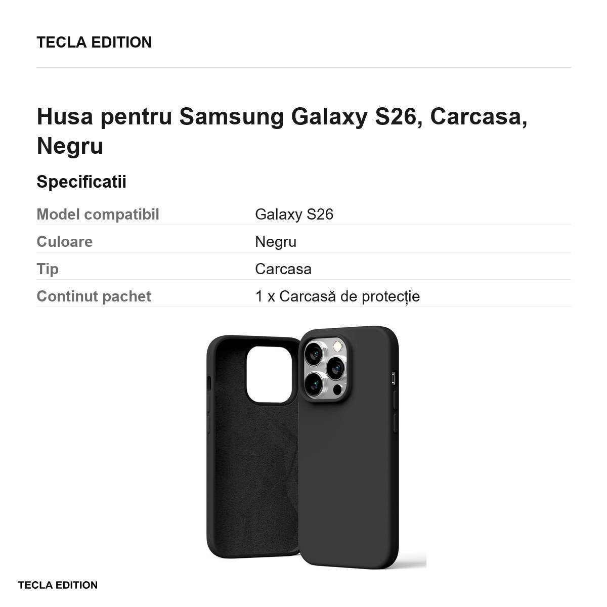 Husa Mercury Silicone pentru Samsung Galaxy S26, Carcasa, Negru [3]
