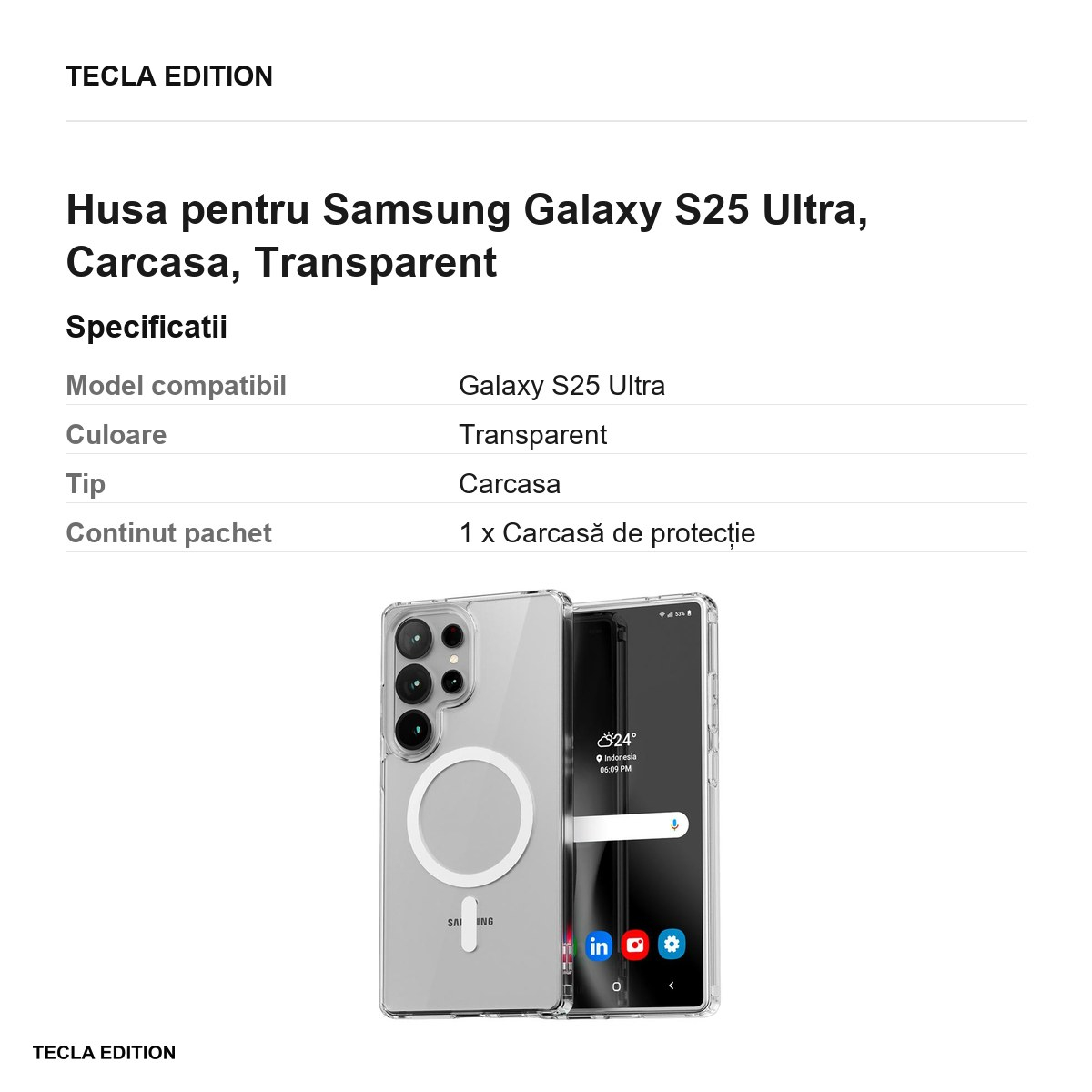 Husa Mercuryu Jell Hard pentru Samsung Galaxy S25 Ultra, Carcasa, Transparent [3]