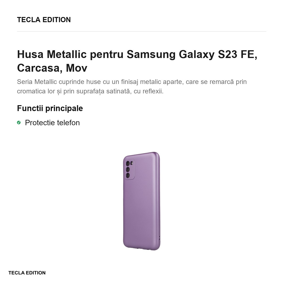 Husa Metallic pentru Samsung Galaxy S23 FE, Carcasa, Mov [2]