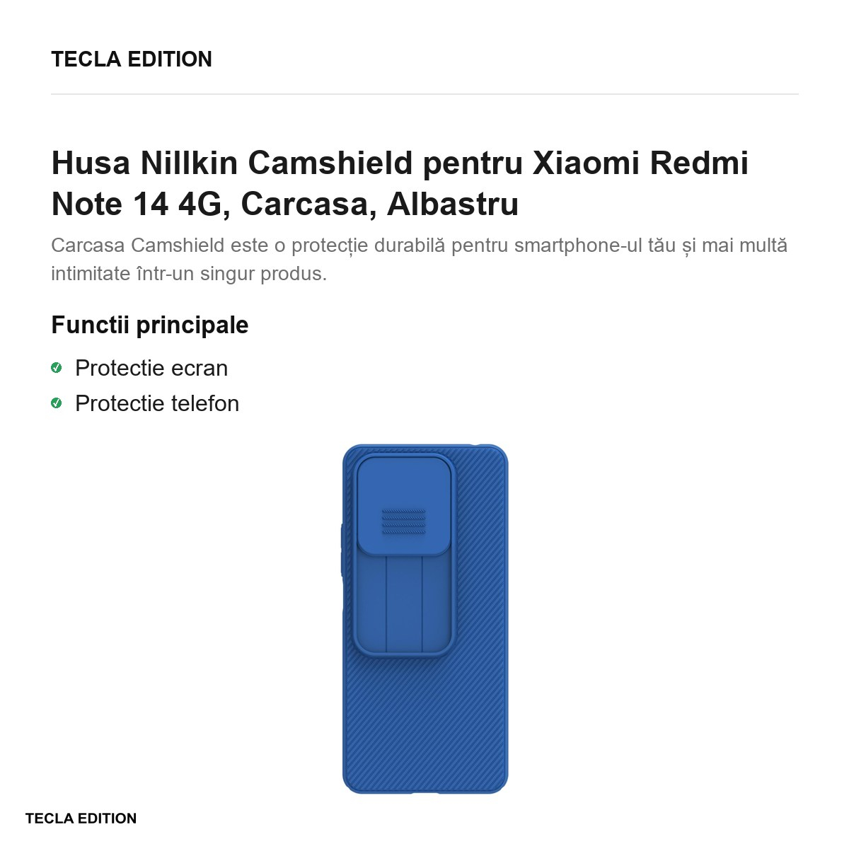 Husa Nillkin Camshield pentru Xiaomi Redmi Note 14 4G, Carcasa, Albastru [2]