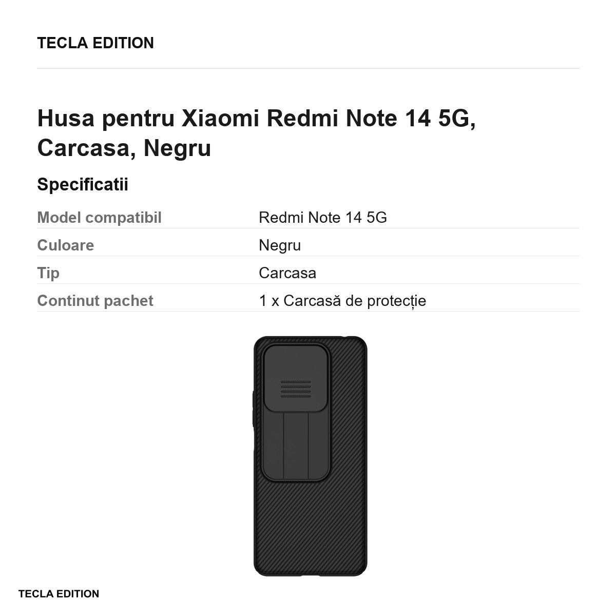 Husa Nillkin Camshield pentru Xiaomi Redmi Note 14 5G, Carcasa, Negru [3]