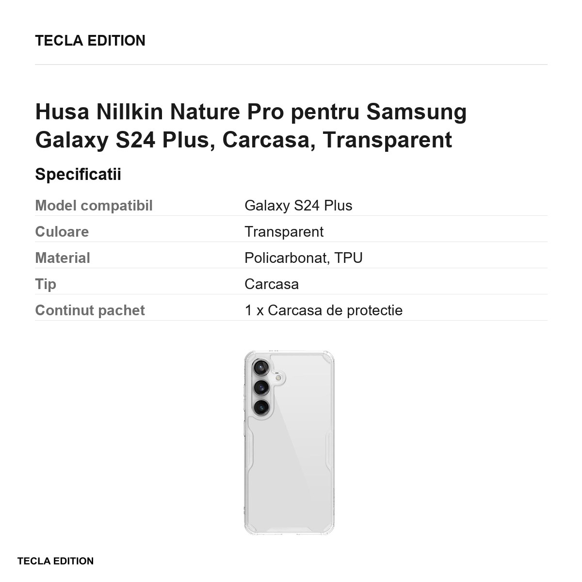 Husa Nillkin Nature Pro pentru Samsung Galaxy S24 Plus, Carcasa, Transparent [3]