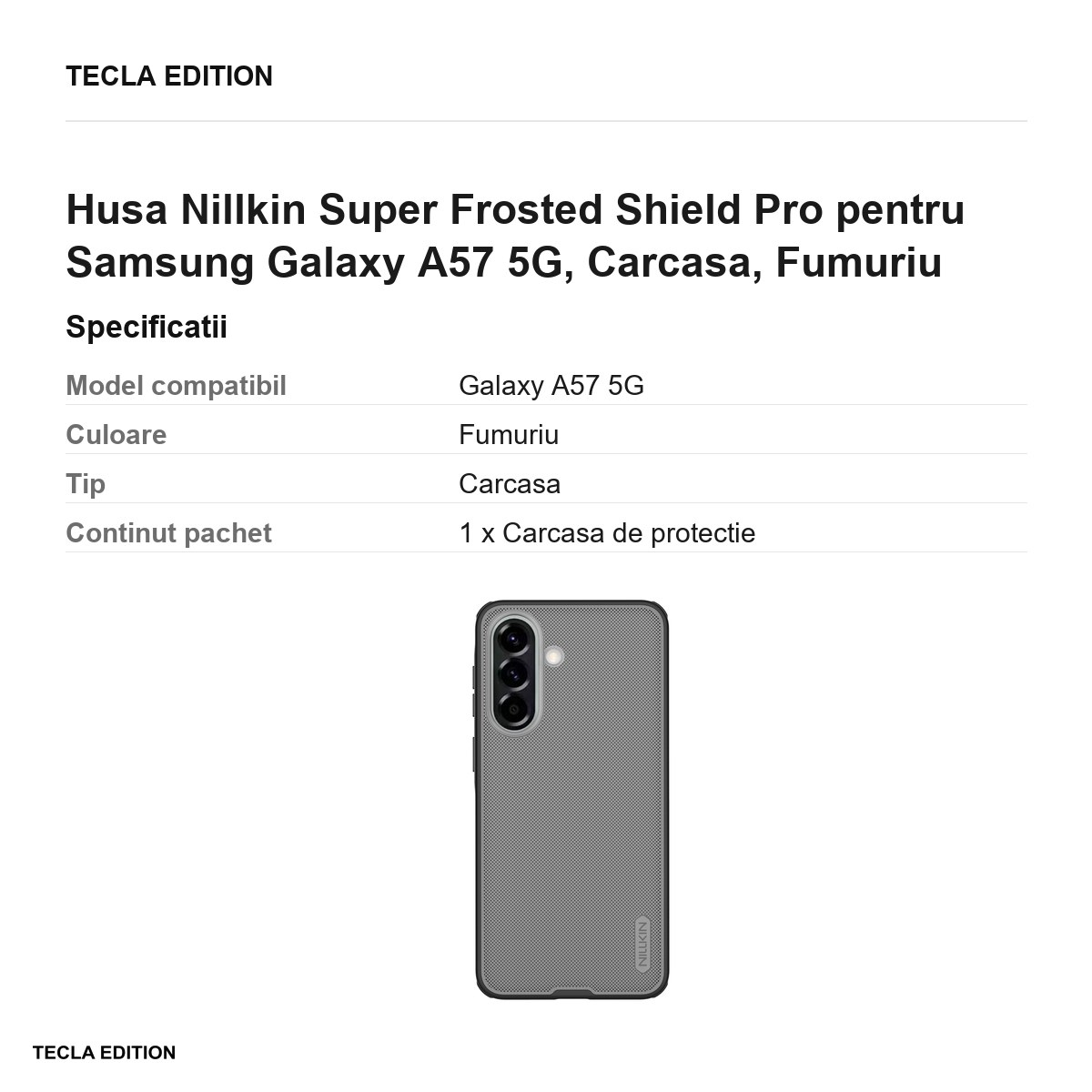 Husa Nillkin Super Frosted Shield Pro pentru Samsung Galaxy A57 5G, Carcasa, Fumuriu [3]