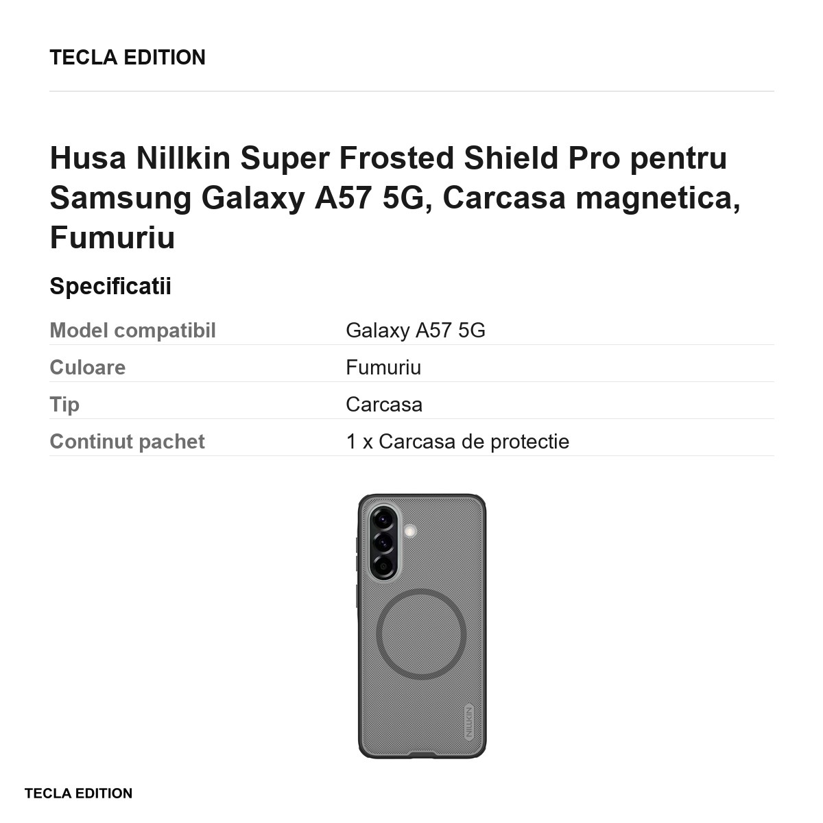 Husa Nillkin Super Frosted Shield Pro pentru Samsung Galaxy A57 5G, Carcasa magnetica, Fumuriu [3]