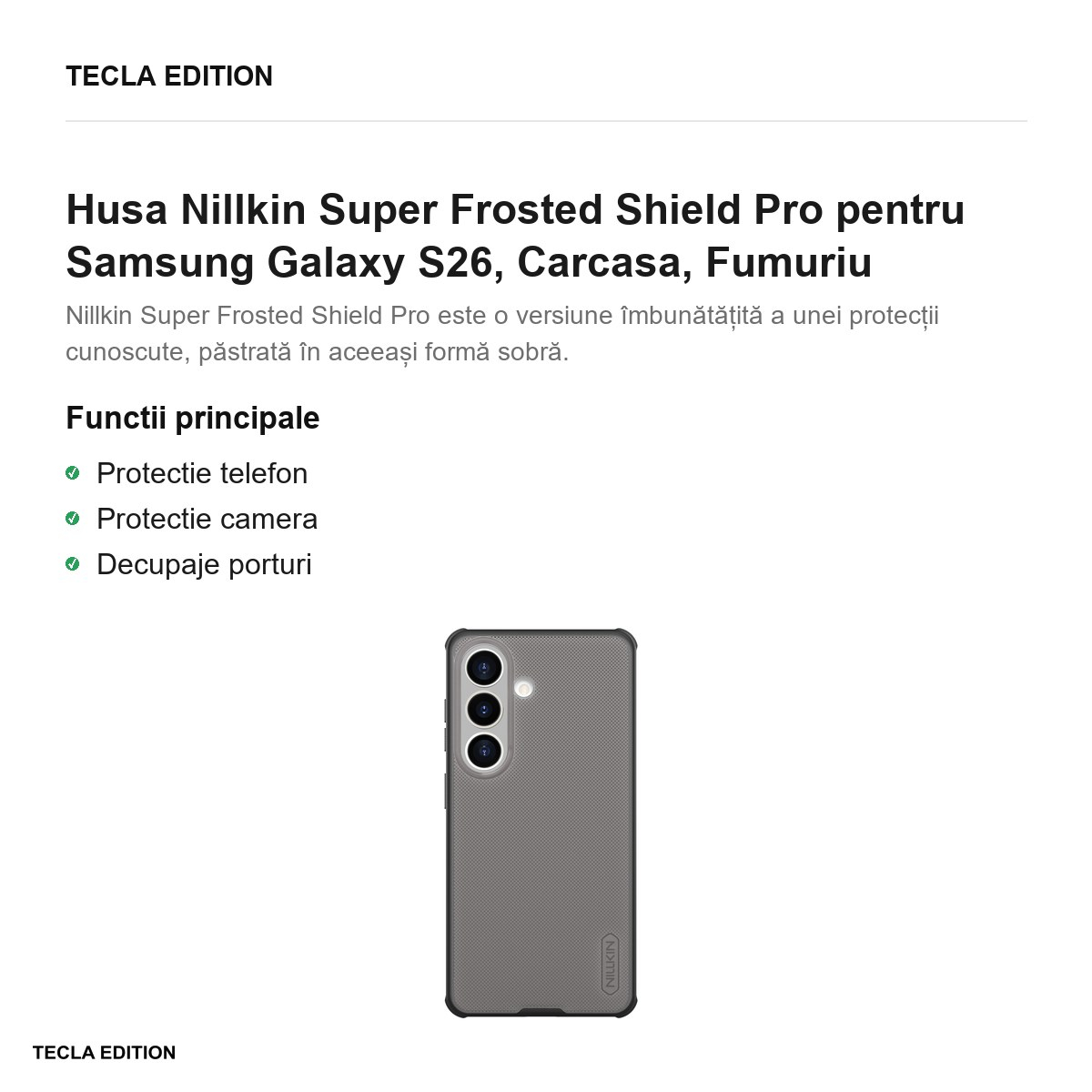 Husa Nillkin Super Frosted Shield Pro pentru Samsung Galaxy S26, Carcasa, Fumuriu [2]