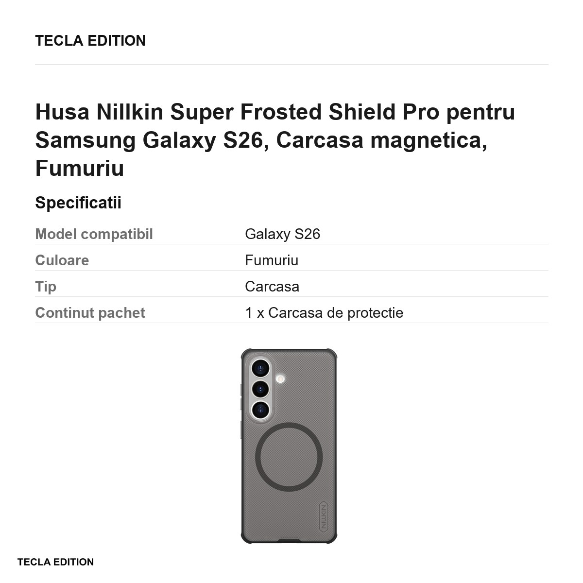 Husa Nillkin Super Frosted Shield Pro pentru Samsung Galaxy S26, Carcasa magnetica, Fumuriu [3]