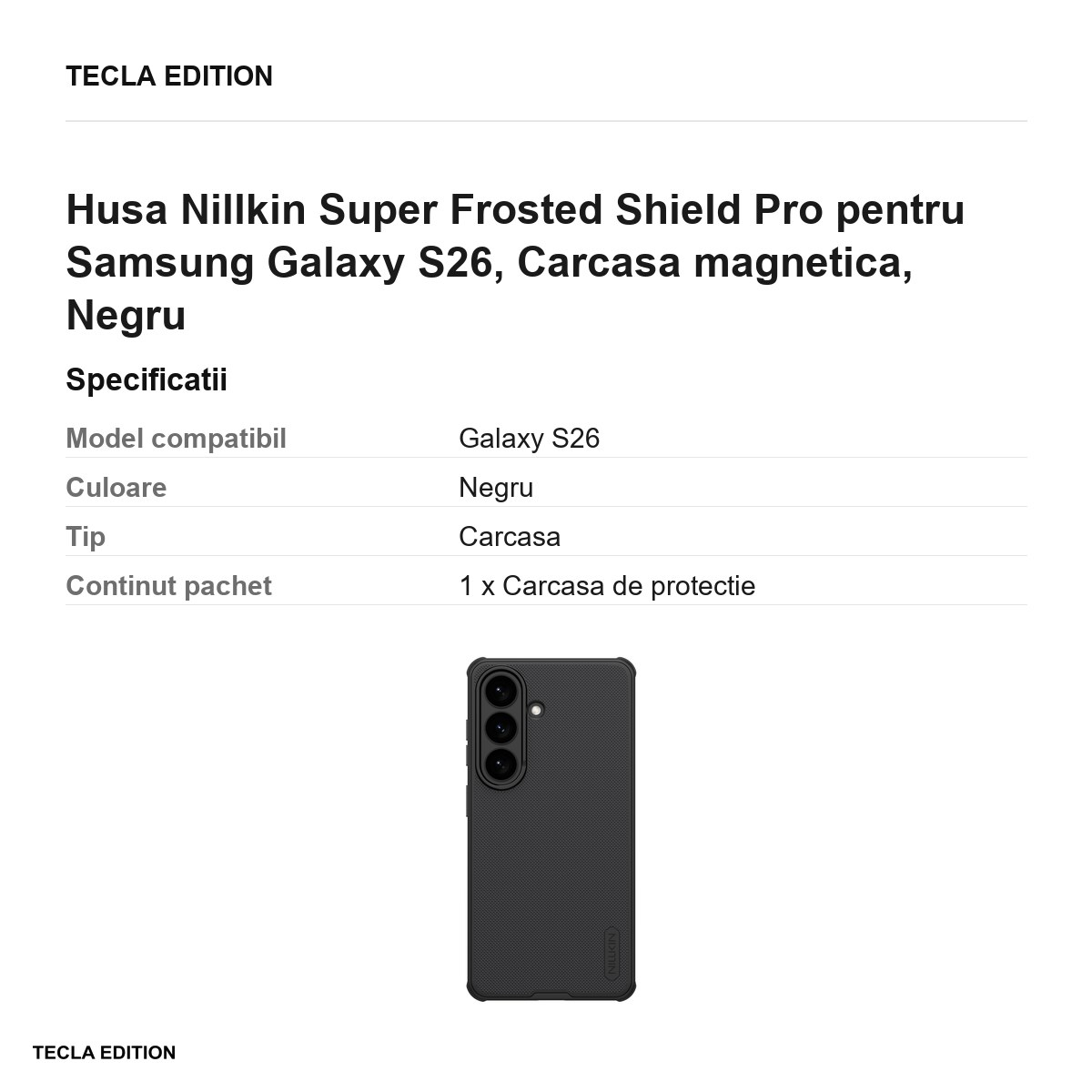 Husa Nillkin Super Frosted Shield Pro pentru Samsung Galaxy S26, Carcasa magnetica, Negru [3]