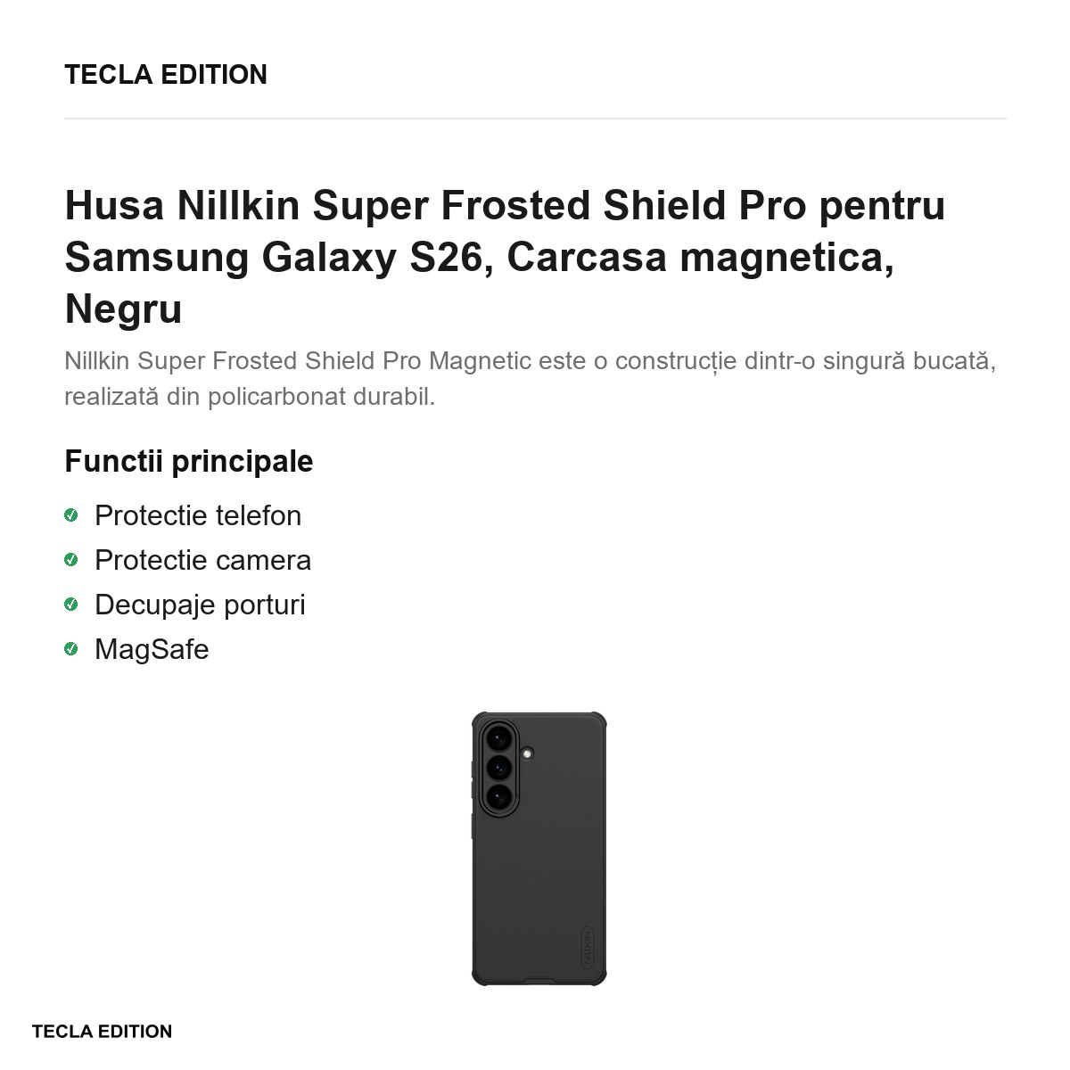 Husa Nillkin Super Frosted Shield Pro pentru Samsung Galaxy S26, Carcasa magnetica, Negru [2]