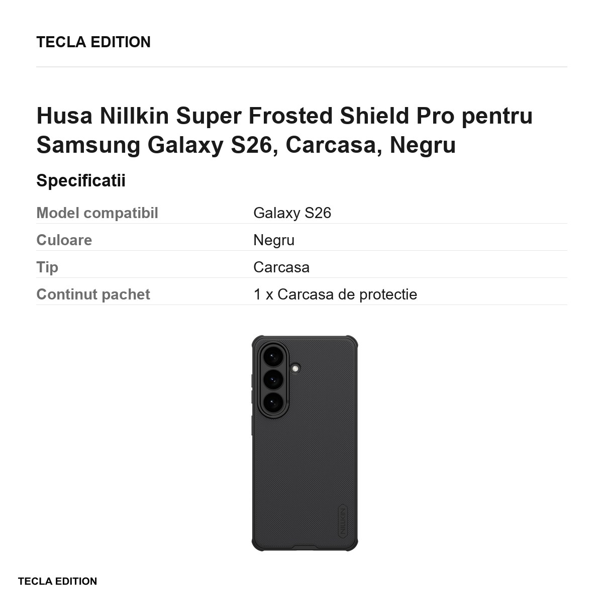 Husa Nillkin Super Frosted Shield Pro pentru Samsung Galaxy S26, Carcasa, Negru [3]