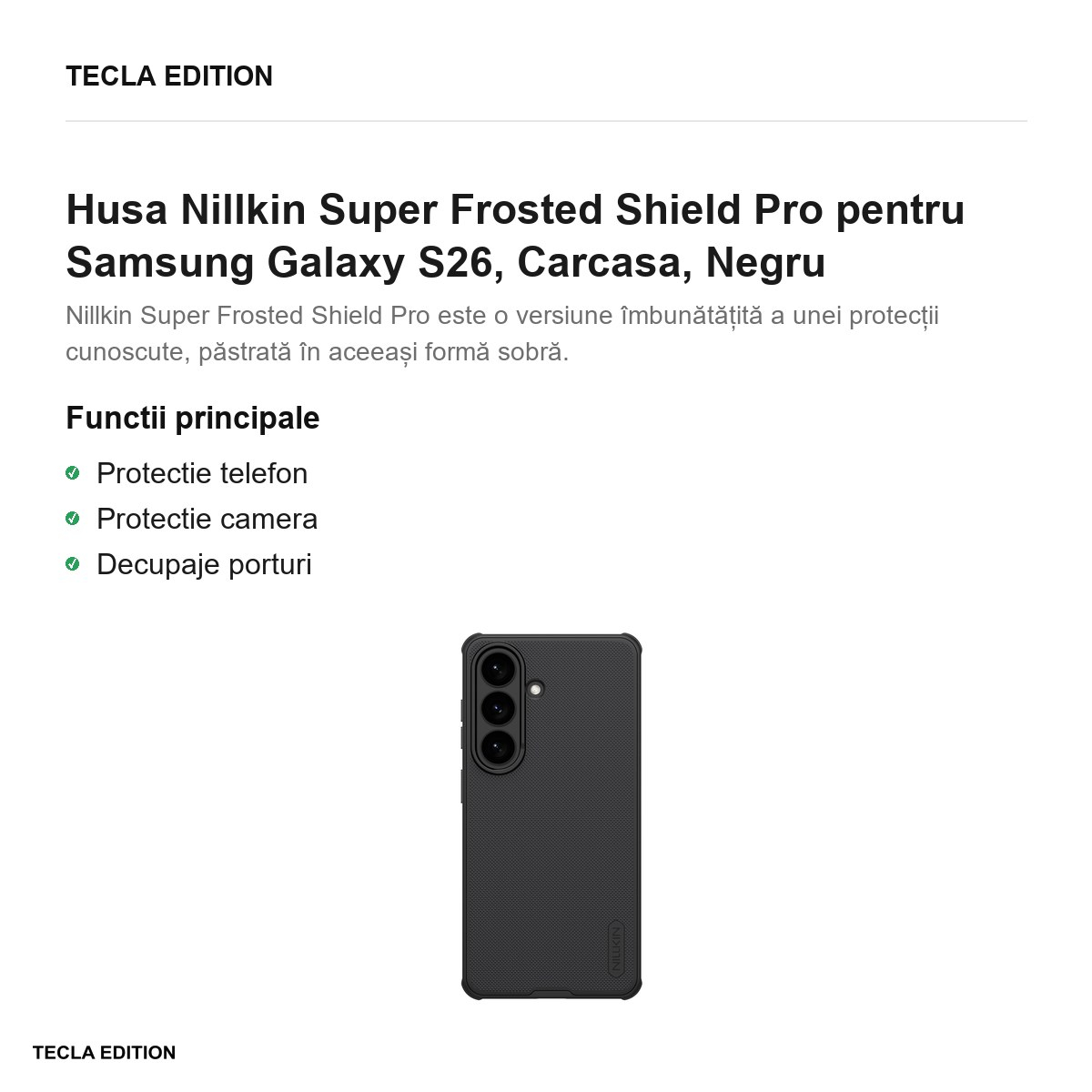 Husa Nillkin Super Frosted Shield Pro pentru Samsung Galaxy S26, Carcasa, Negru [2]