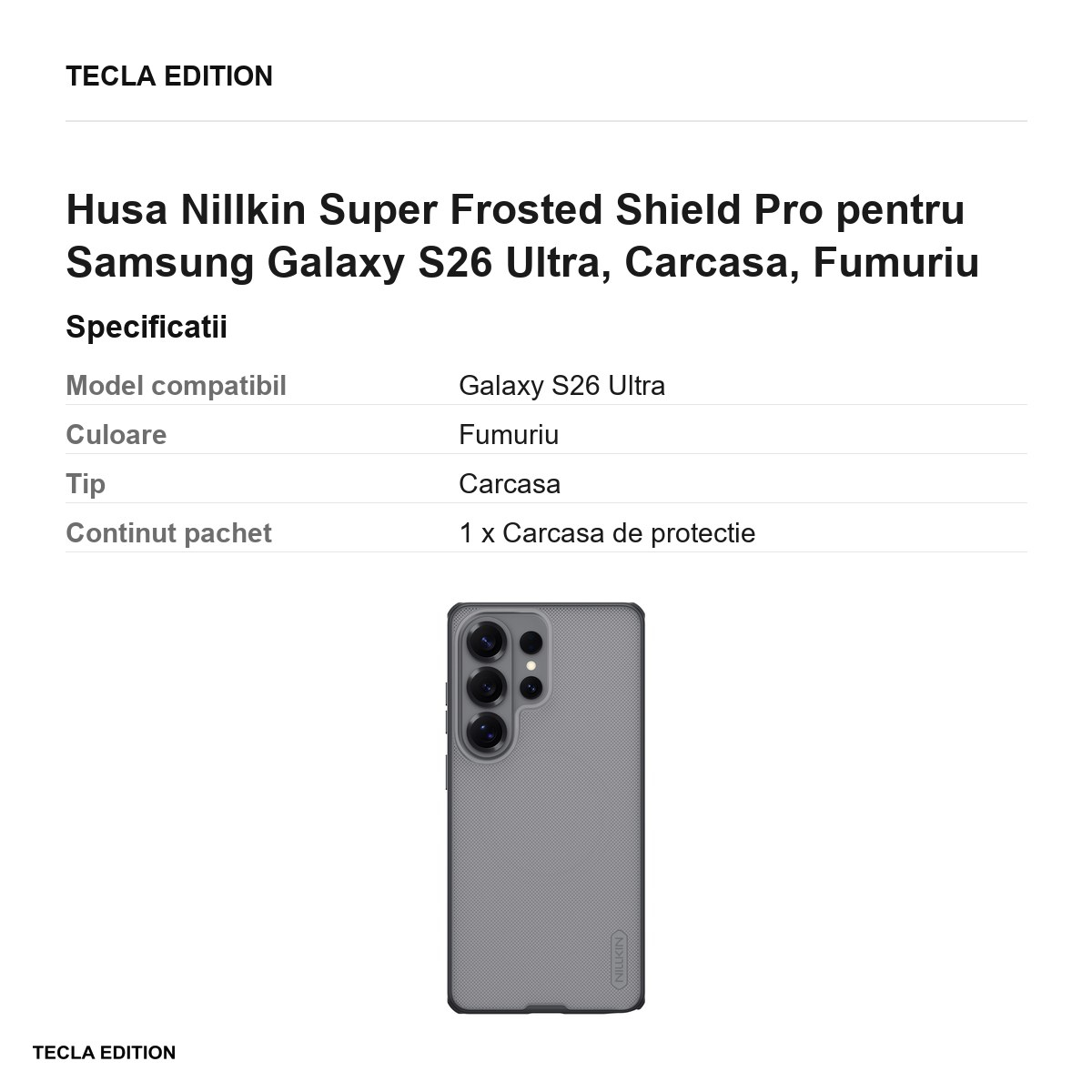 Husa Nillkin Super Frosted Shield Pro pentru Samsung Galaxy S26 Ultra, Carcasa, Fumuriu [3]