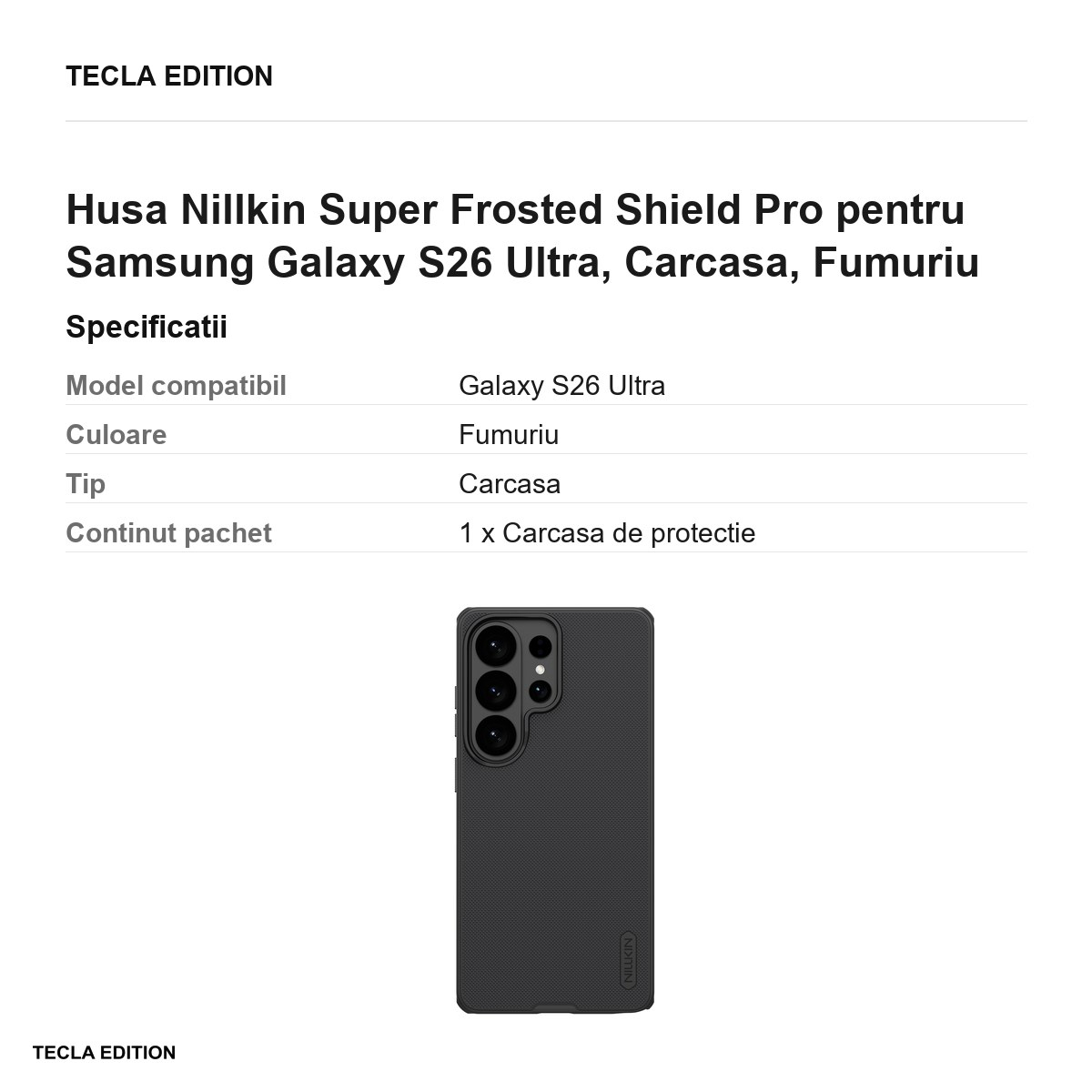 Husa Nillkin Super Frosted Shield Pro pentru Samsung Galaxy S26 Ultra, Carcasa, Fumuriu [3]