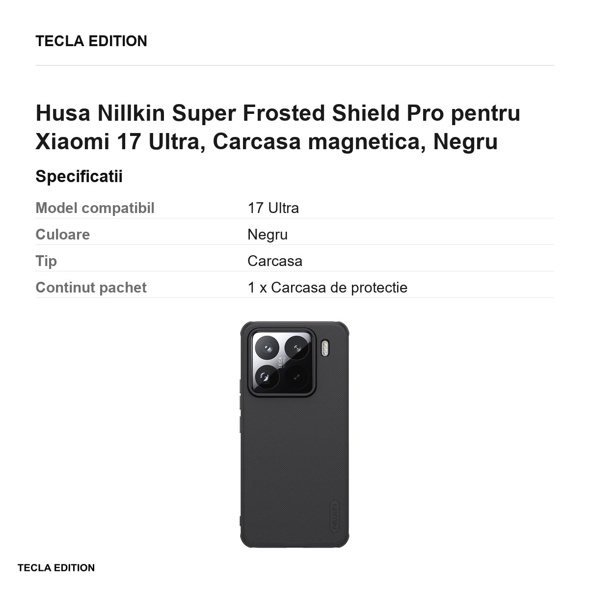 Husa Nillkin Super Frosted Shield Pro pentru Xiaomi 17 Ultra, Carcasa magnetica, Negru [3]