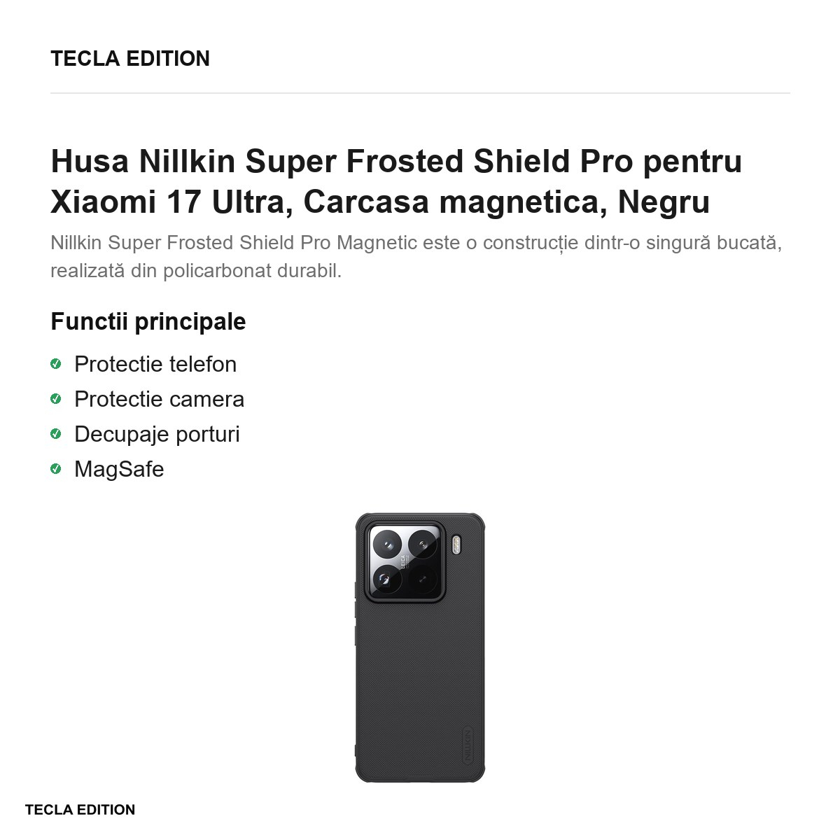 Husa Nillkin Super Frosted Shield Pro pentru Xiaomi 17 Ultra, Carcasa magnetica, Negru [2]