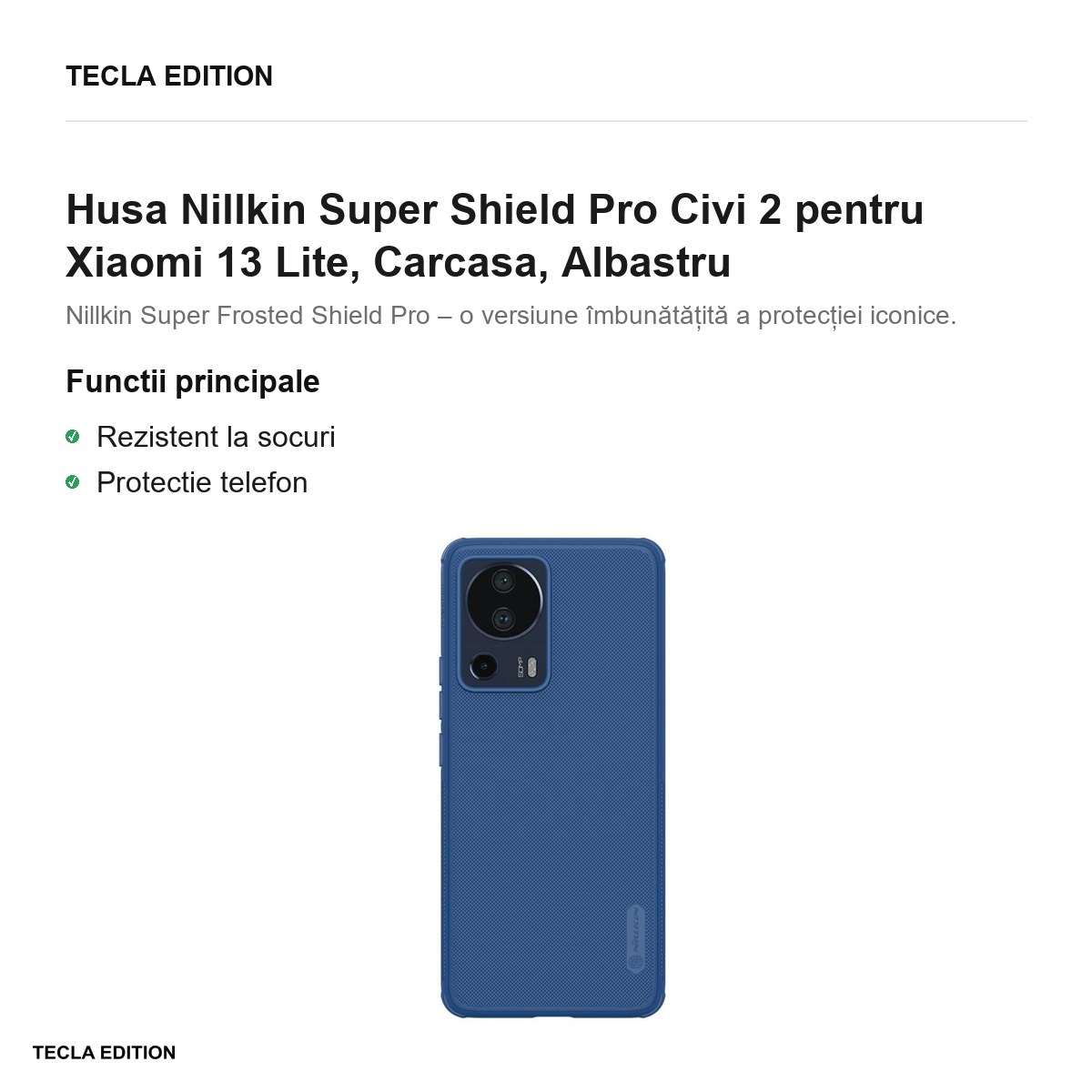 Husa Nillkin Super Shield Pro Civi 2 pentru Xiaomi 13 Lite, Carcasa, Albastru [2]