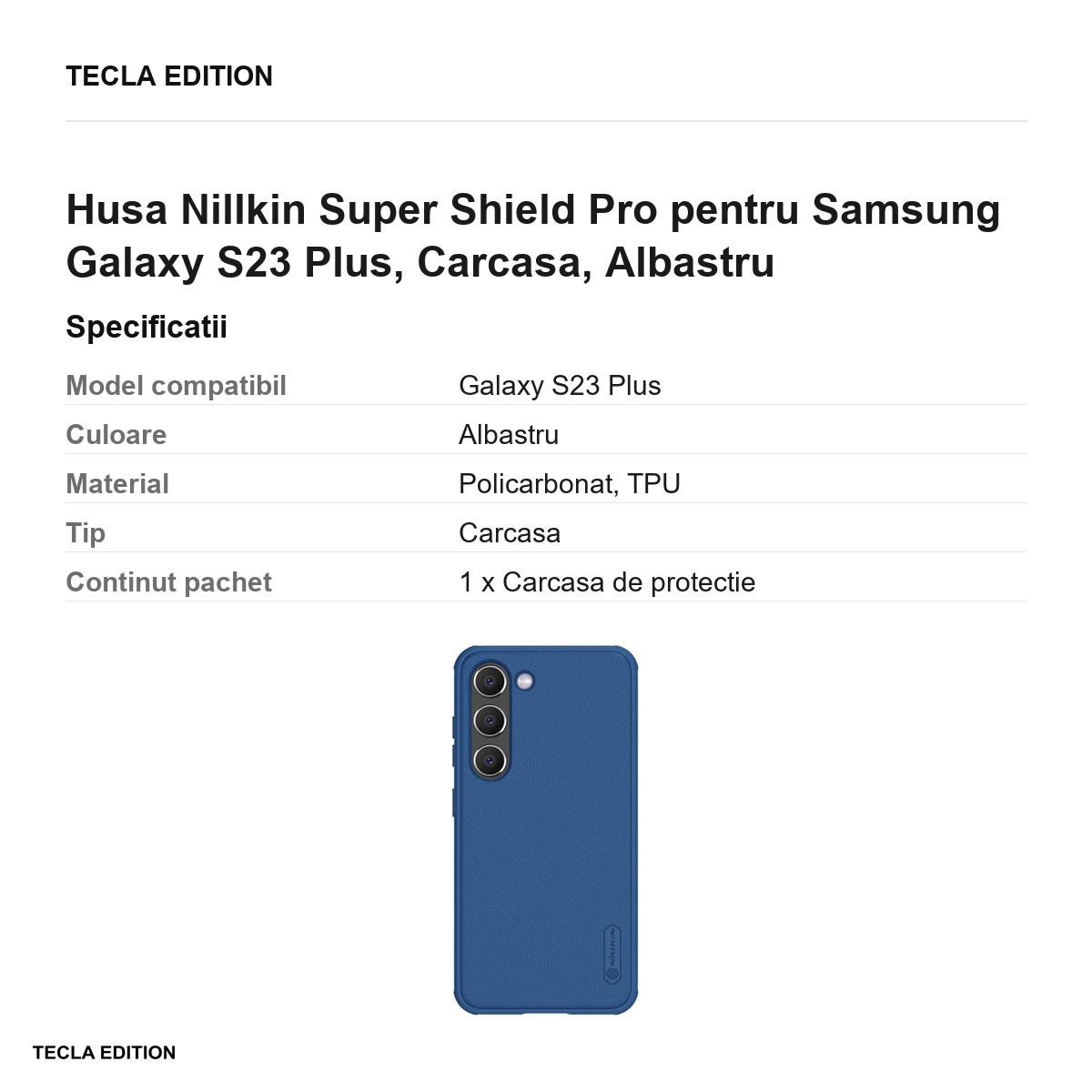 Husa Nillkin Super Shield Pro pentru Samsung Galaxy S23 Plus, Carcasa, Albastru [3]