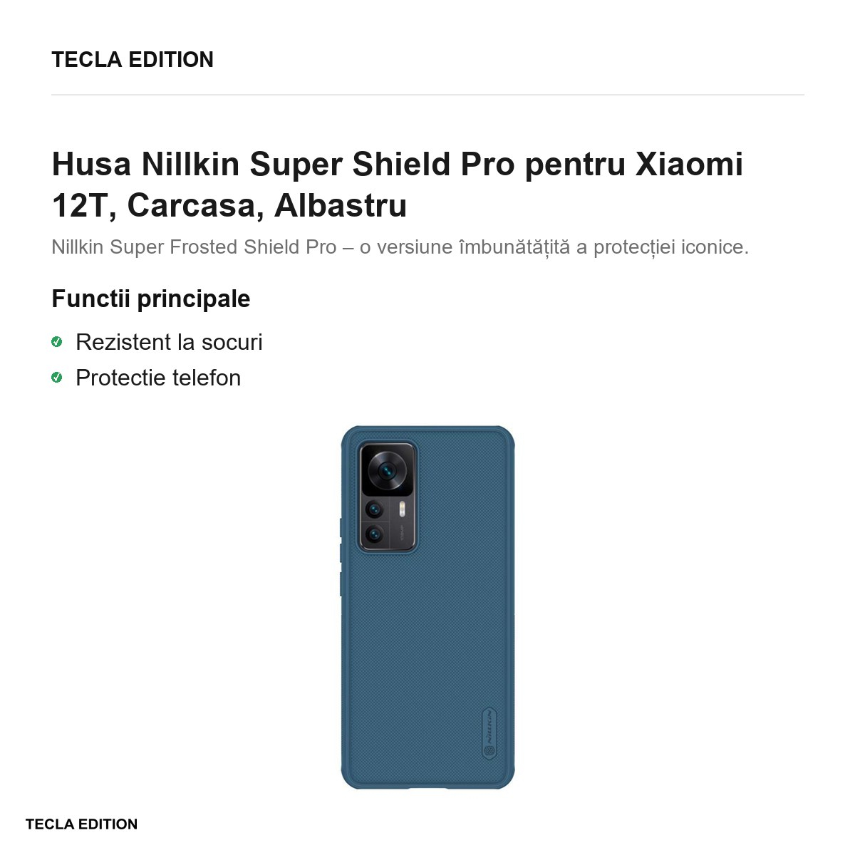 Husa Nillkin Super Shield Pro pentru Xiaomi 12T, Carcasa, Albastru [2]