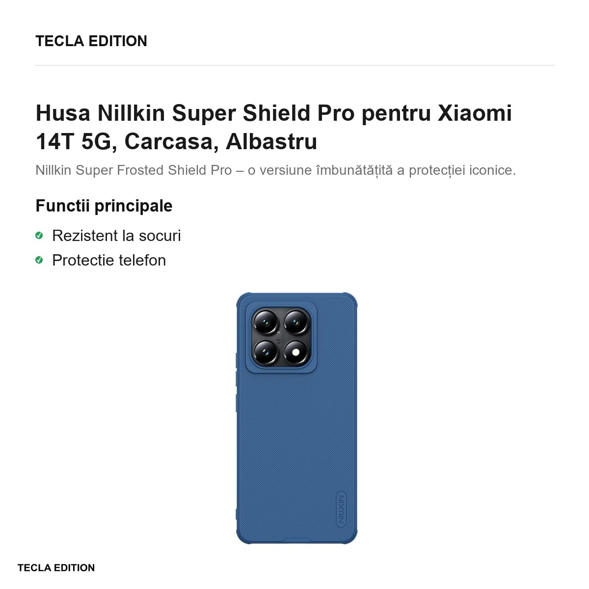 Husa Nillkin Super Shield Pro pentru Xiaomi 14T 5G, Carcasa, Albastru [2]