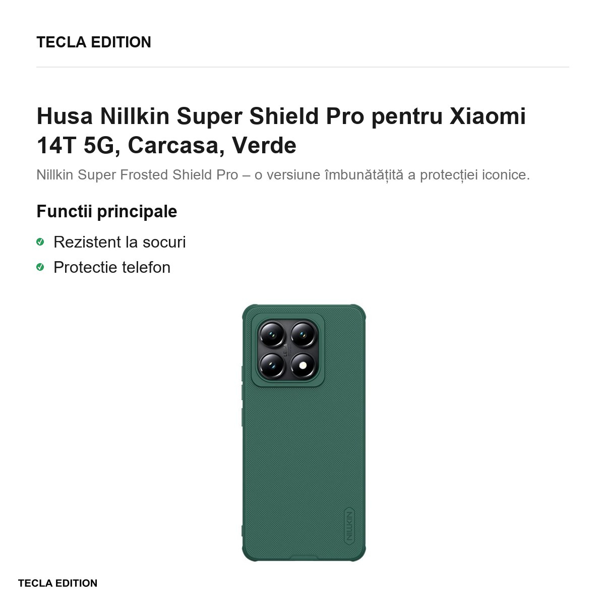 Husa Nillkin Super Shield Pro pentru Xiaomi 14T 5G, Carcasa, Verde [2]