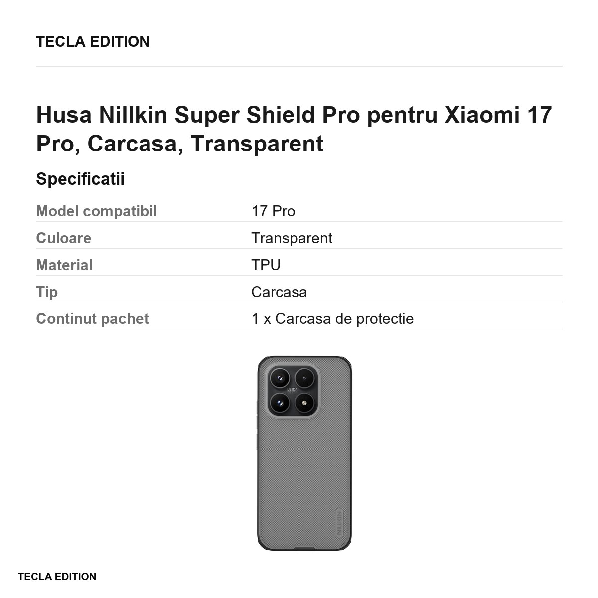 Husa Nillkin Super Shield Pro pentru Xiaomi 17 Pro, Carcasa, Transparent [3]
