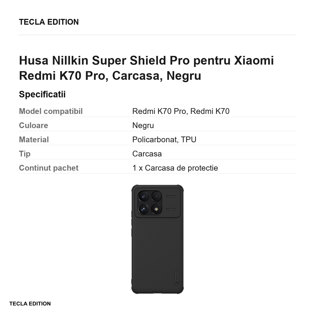 Husa Nillkin Super Shield Pro pentru Xiaomi Redmi K70 Pro, Carcasa, Negru [3]