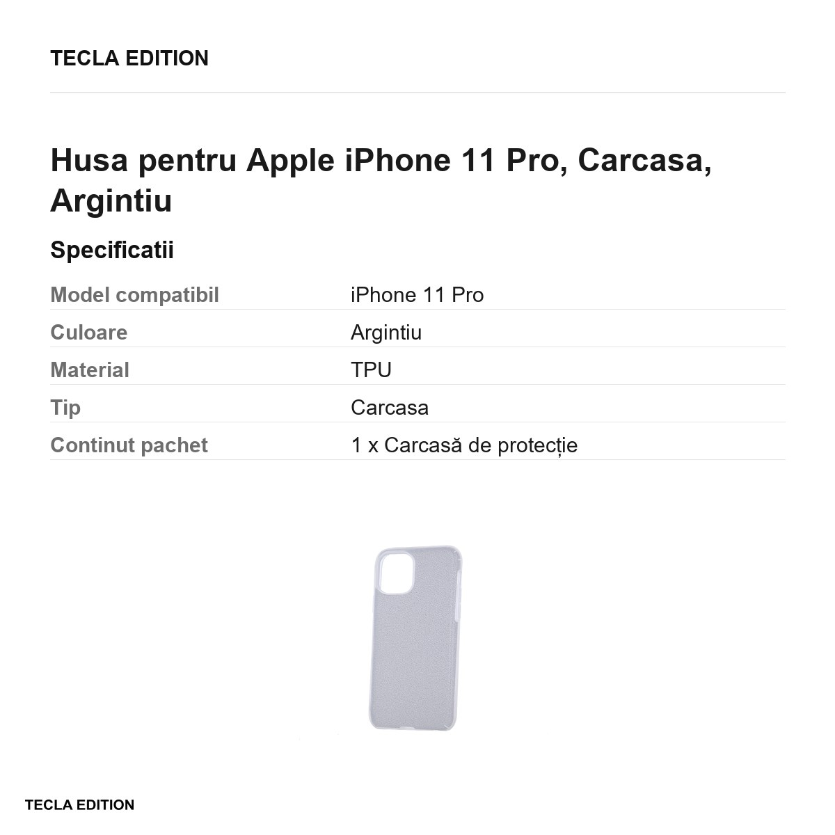Husa pentru Apple iPhone 11 Pro, Carcasa, Argintiu [3]