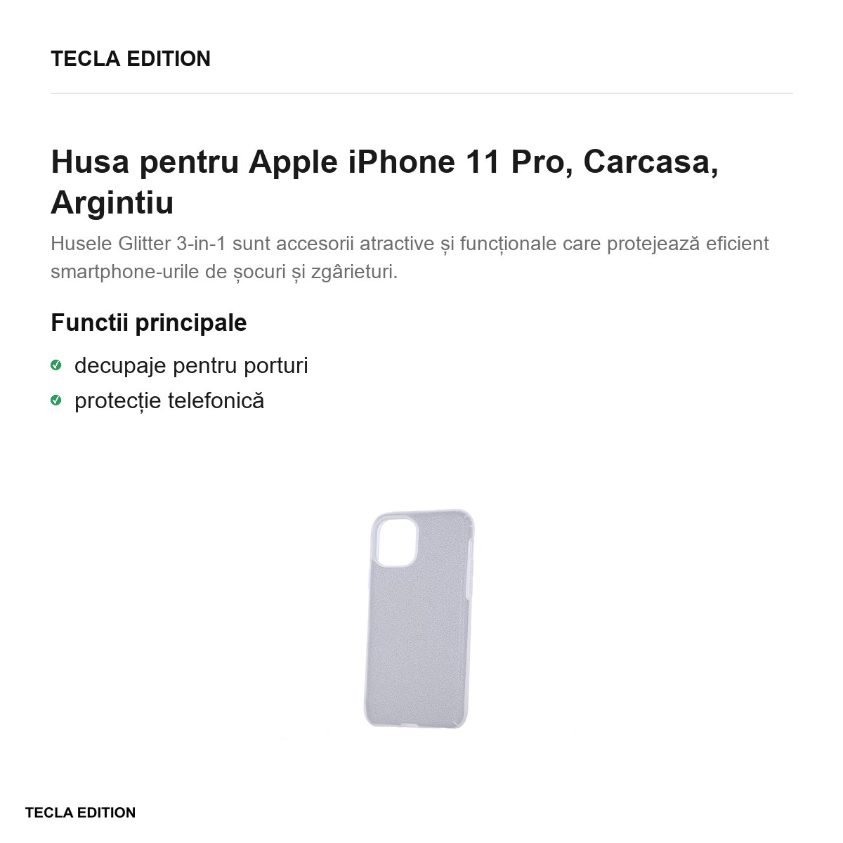 Husa pentru Apple iPhone 11 Pro, Carcasa, Argintiu [2]